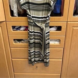 WHBM outlet Striped Midi Dress with Wrap Style